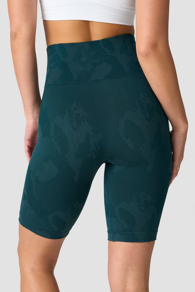 camo seamless biker shorts dk teal