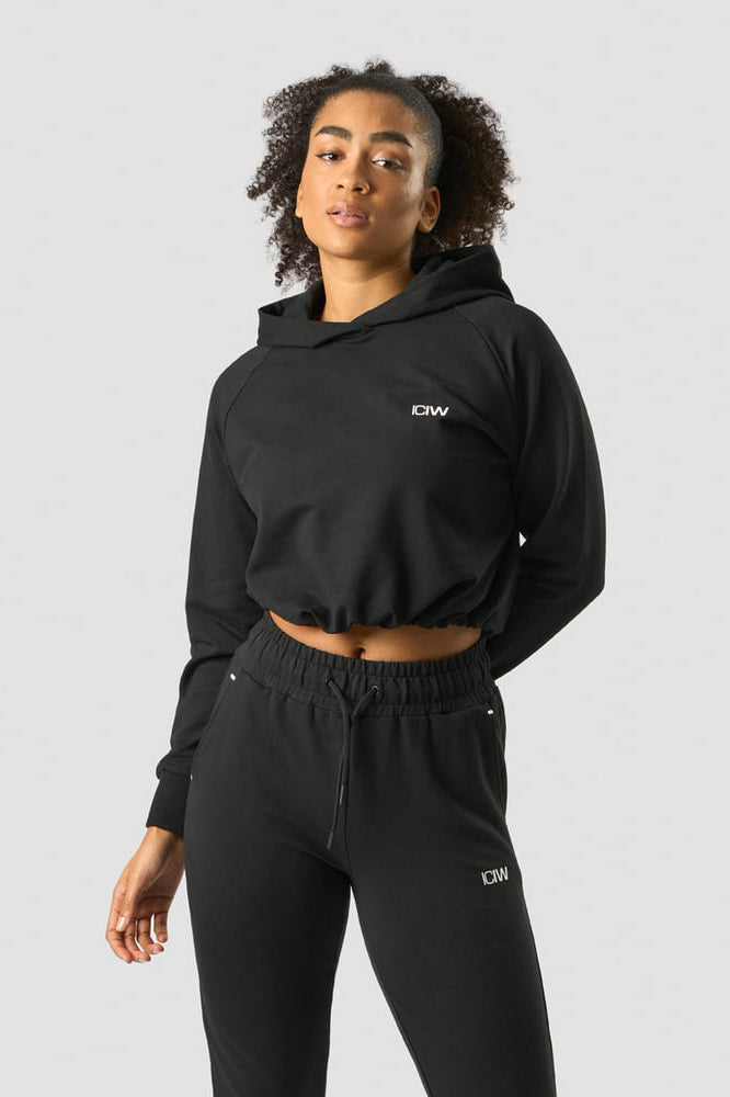 Adjustable Cropped Hoodie - Black - for kvinde - ICANIWILL - Trøjer