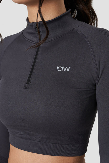 define cropped 1/4 zip graphite