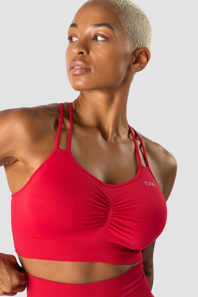 define seamless scrunch sports bra red