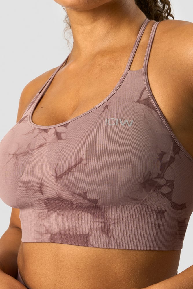 define seamless tie dye sports bra mauve