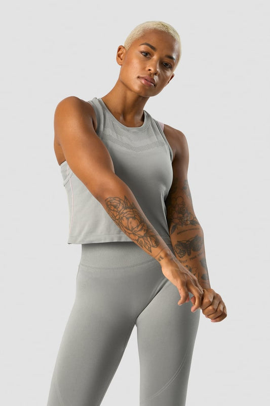 deluxe seamless cropped tank top grey