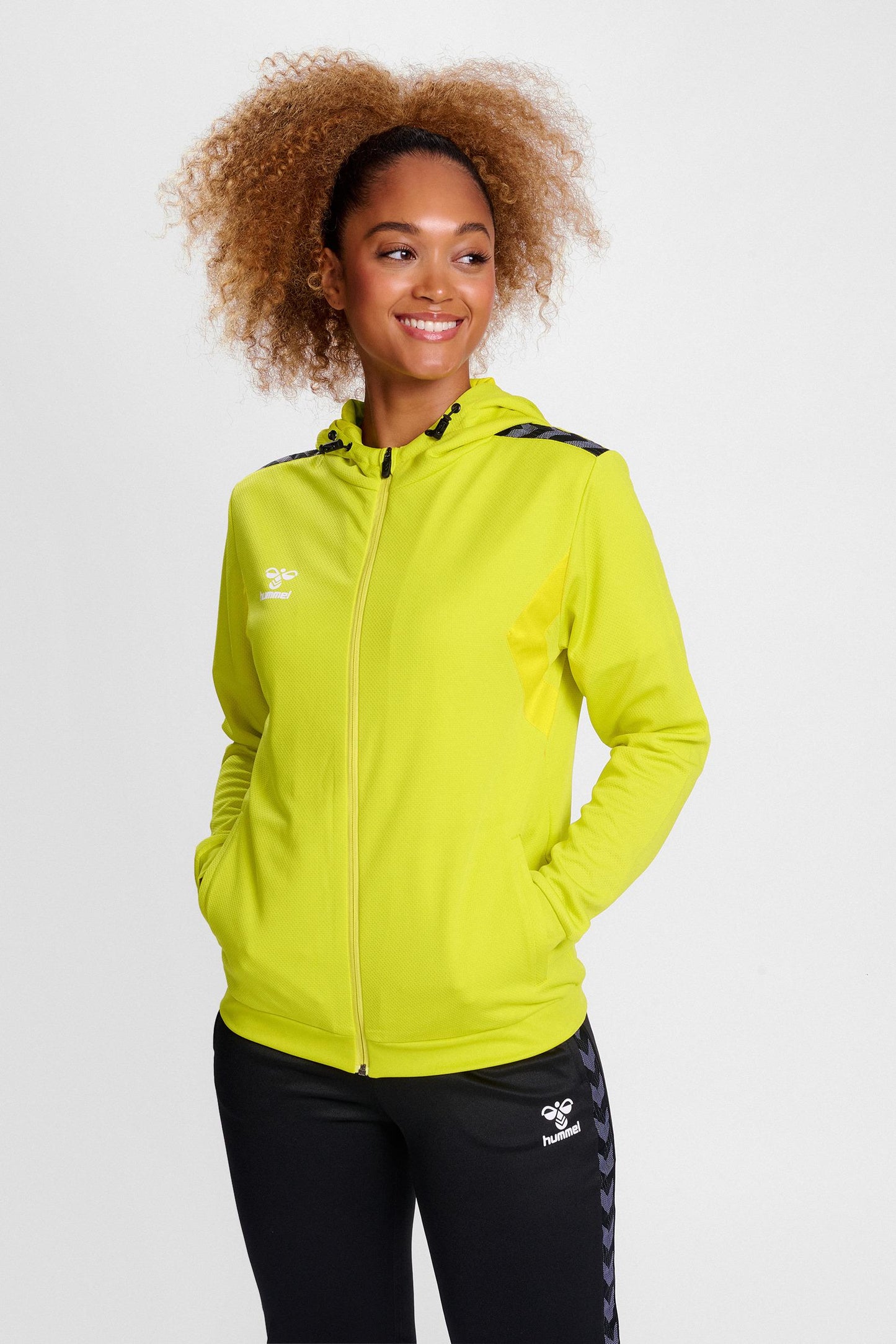 HUMMEL - Hmlauthentic Pl Zip Hoodie Woman - Blazing Yellow