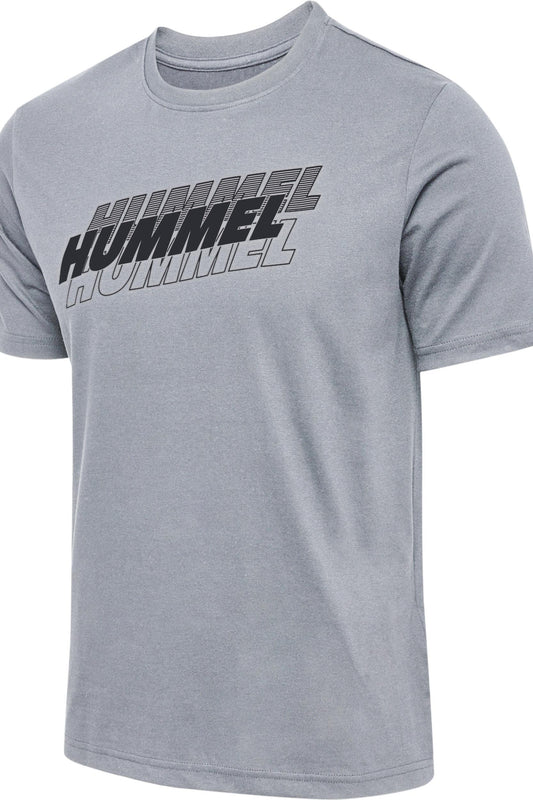 HUMMEL - Hmlgraphic Triple Logo Cotton Tee - Grey Melange