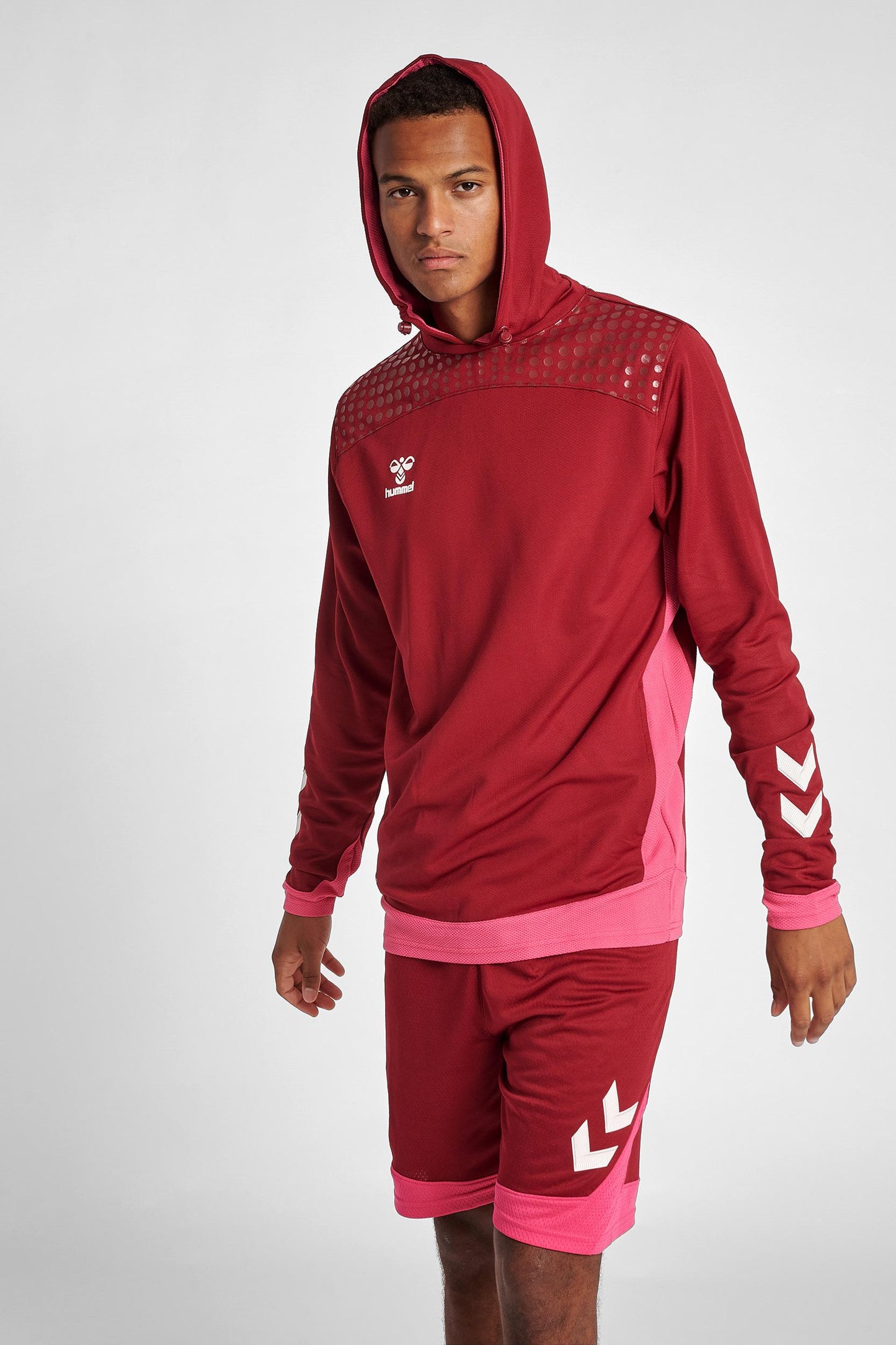 HUMMEL - Hmllead Poly Hoodie - Biking Red