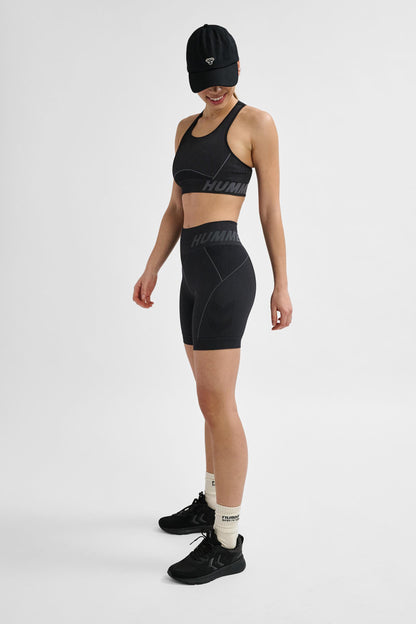 HUMMEL - Hmlte Christel Seamless Shorts - Black/asphalt Melange