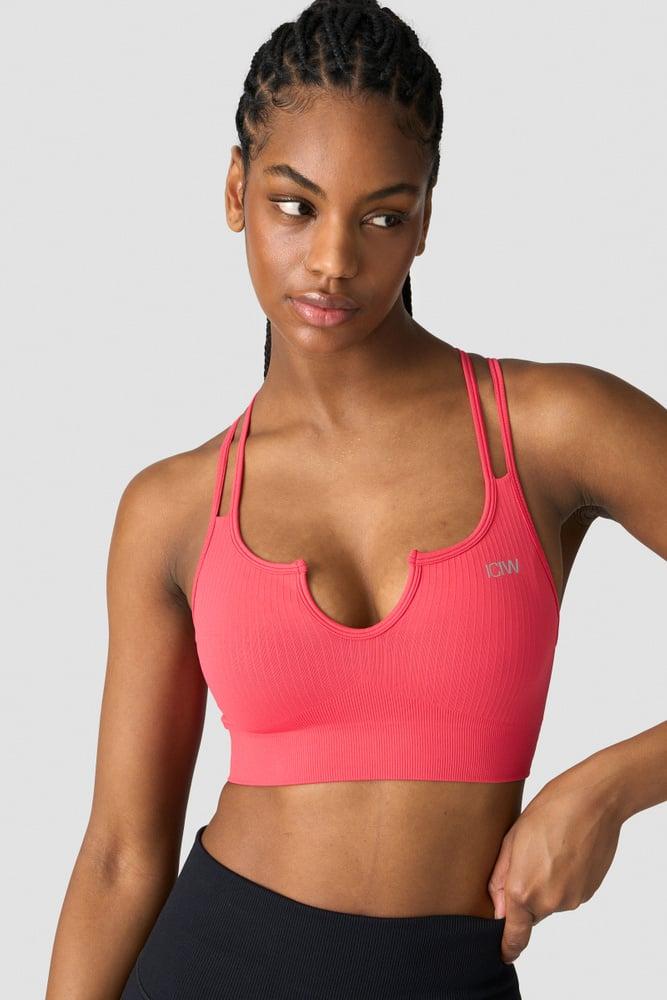 ICANIWILL - Ribbed Define Seamless Strappy Bra - Coral Red