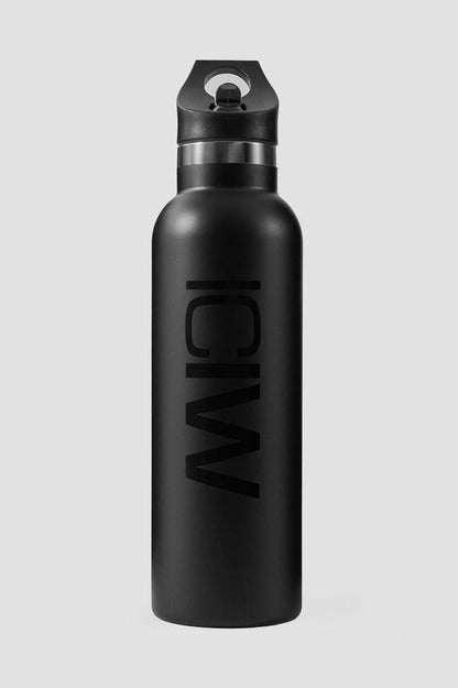 ICANIWILL - Stainless Steel Water Bottle  W.  Logo 600ml - Black