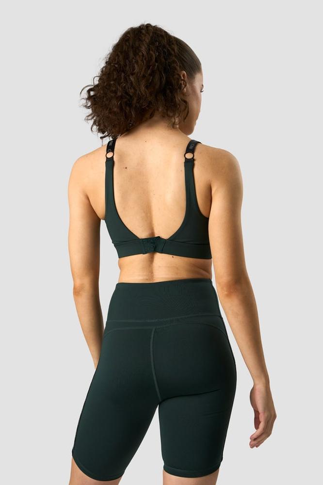 ICANIWILL - Ultimate Training Zipper Sports Bra - Deep Green