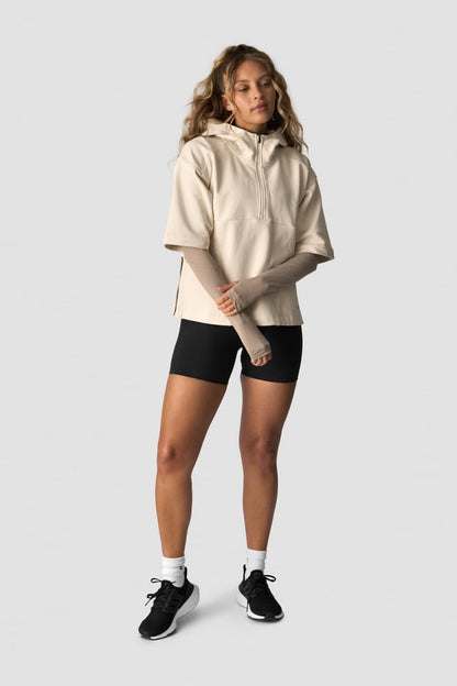 mirage mid sleeve hoodie wmn light beige