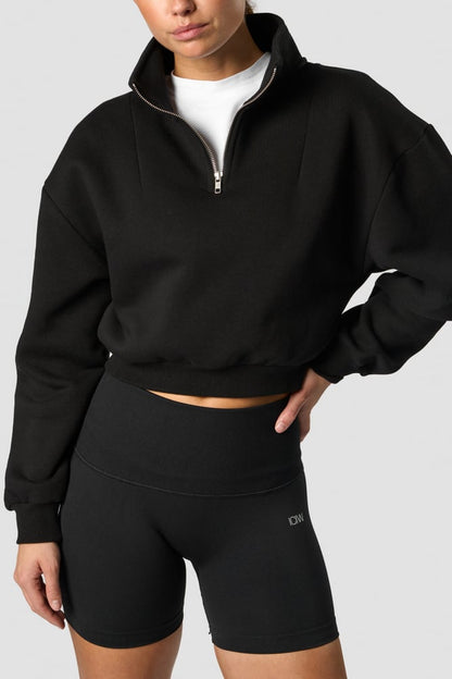 nimble cropped 1/4 zip black