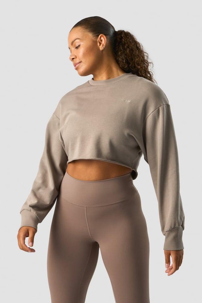 nimble cropped crewneck greige