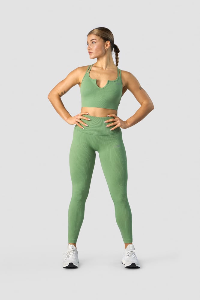 ribbed define seamless strappy bra light green