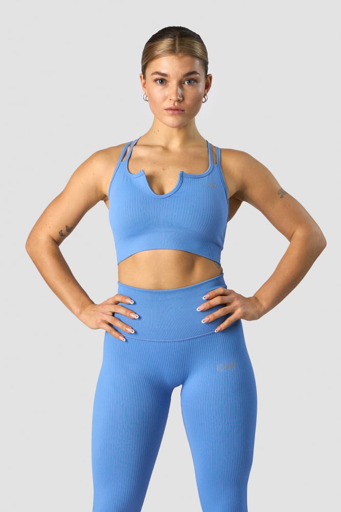 ribbed define seamless strappy bra pacific blue