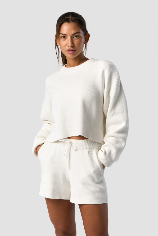 soft knit cropped crewneck white