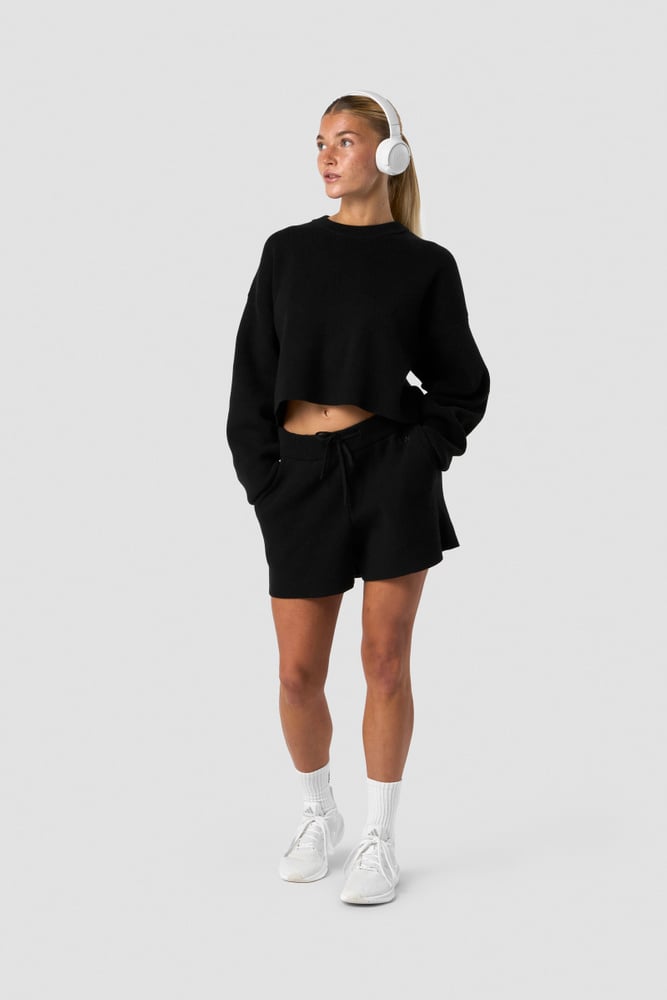 soft knit shorts black